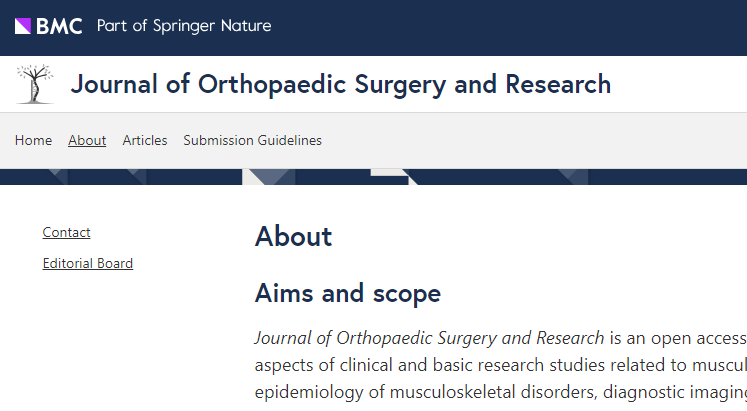 【論文】我院顧霄鵬、胡鴻等醫(yī)師參與撰寫的醫(yī)學(xué)論文在SCI期刊Journal of Orthopaedic Surgery and Research上發(fā)表